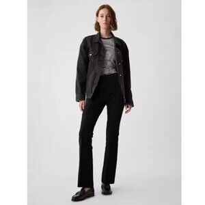 GAP High Rise Bi Stretch Black Pintuck Pleat FLARE Pants Size 8 TALL RT$80